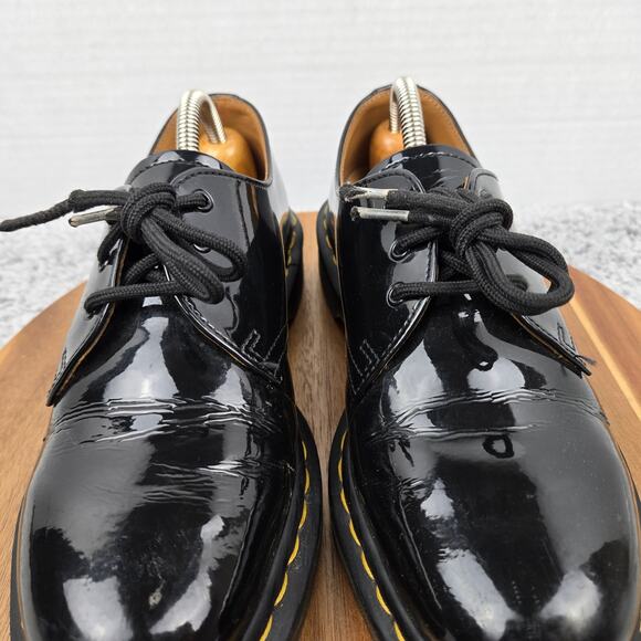 Dr. Martens Womens 8 1461 Black Patent Leather 3-Eye Lace Up Plain Toe Oxford main image 4